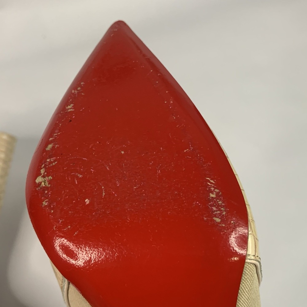 Christian Louboutin Chelsea Chick Booty 100 Calf Mini Crock Boots Leche Size 37 - Picture 8 of 14